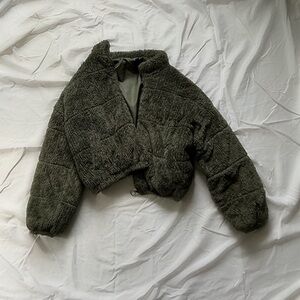 Wild Fable Olive Green Faux Fur Jacket